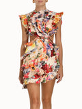High-End Women's Sexy Dew Back-To-Back Dress Skirt Short Dress High-End Fine Print Dress Dress