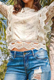 Blouse Women long sleeve White Hollow Out Shirt Ladies Elegant Long Sleeve Zipper tops Office Lady Fashion Blusas