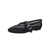 Metal Buckle Flat Sandals Women Wear 2025 Summer New Fashion Hollow Casual