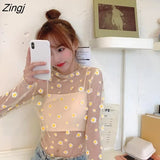 Women 5 Colors Ins Summer Basic Sun-proof All-match Korean Hot Ladies Sheer Top Lovely Daisy Casual Popular Femme