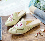 Zingj Head Slippers Fashion Embroidered Cloth Shoes Ethnic Wind Spring And Summer Ladies Sandals Slippers Cloth Art