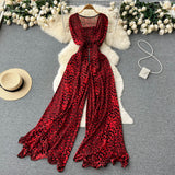 Zingj Ins Goddess Temperament Square Collar Sleeveless Jumpsuit Summer New Waist Show Thin Loose Big Wide Leg