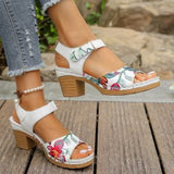 High-Heeled Sandals 2025 Summer New Magic Sticker Casual Retro Coarse Sheel Women's