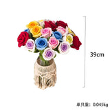 Zingj Doll Line Wine Cup Rose Wool Knitting Rose Bouquet Hand-Woven Eternal Flower Wool Flower