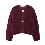 Women's INS Explosion Coarse Needle Long Sleeved Button