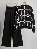 And Autumn Women's Clothing Collar V Collar Jersey Knit Two Sets Of Fashion