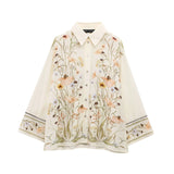 New Long-Sleeved Printed Shirt 1281842 Rolling Edge Design Trousers