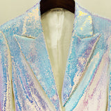 Fashion Personality BLING BLING Shiny Colored Lianglid Suit Shorts Set