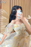 Prairie Chic Harajuku Kawaii Beige Sexy V-Neck Lace Dresses Sundresses Summer Dress for Women Vestido De Mujer 2023