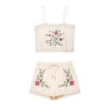 Women's Explosive Knitted Embroidered Small Color Daisy Sling + Shorts