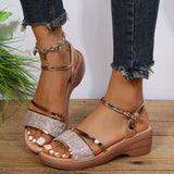 Slope Hedging Toe Buckle Sandals Women Large Thick Bottoms In The Cool