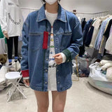 Zingj 2024 New Versatile Korean Version Loose Foreign Style Lazy Wind Design Sense Denim Coat Female-Outfit