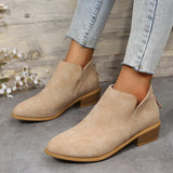 Coarse And Short-Skinned Boots Women's Sharp Tips And Zippered Velvet And Ankle Boots Women's Martin