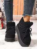Bottom Cross-Tie Belt 2025 Autumn And Winter New Fashion Plus Thick Warm Short Barrel Porcede Taut Snow