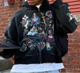 Tatry RIGHTEOUS Cartoon Printed Hooded Zipper Zip-Up Casual New