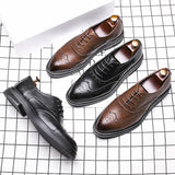 Zingj 2023 New Business Leather Shoes Men's Leather Shoes British Bullock Carved Men's Shoes