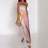 New Women's Fashion Sleeveless Shoulder Avant-Garde Sexy Bareback Print