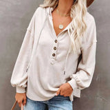 Spring Long Sleeve Oversized Hoodie Fashion V-Neck Hooded Sweatshirts Casual Loose Bat Sleeve Hoodies Women Tops
