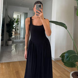 Summer New Women's Collar Sexy Sleeveless Wrinkled Temperament Dress Dress Dress