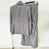 Early Spring New High-Grade Gray Heavyweight Hot Diamond Double Buckle Suit Trousers Set Two