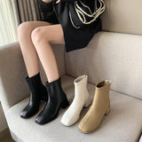 Head Thick And Short Boots Women's Shoes Senior Spring And Autumn With Low Cylinder Elastic Lean Women's Boots English Style Fashion Short