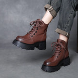 Layer Of Cow Skin English Wind Martin Boots 2025 Autumn And Winter New Round Head Thick Bottom Increase Plus Velvet Warm Short