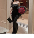 Women Elegant Sexy Bodycon Mermaid Dress Summer New Fashion Strap Evening Party Runway Robe Korean Female Solid Long Vestidos 211-1-Outfit