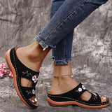 Slippers Women's Car Slopes And Slippers Flat Solid Color Thick Bottom Home One Foot Embroidered Cool