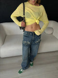 New Sexy Soft Leier Out-Shoulder Long-Sleeved T-Shirt Women's Transparent