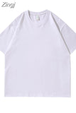 Summer Oversized T-shirt For Women 220G Loose Short Sleeve Tees Solid Casual Basic Cotton T Shirts For Women