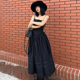 Lace Up Corset Black Maxi DressOutfit