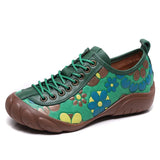 Style Retro Hand Leather Single Shoes Autumn Head Cowhise With Flat Base Soft-Soled Women's Shoes Low