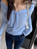 Atmosphere] Temperament Wool Niche Gentle Round Collars On The Shoulder Of The Small Knitted Shirt With Long-Sleeved Knitted