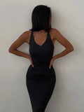 Chain Backless Sexy Women's Dresses Pearl Sexy Elegant Clubwear Bodycon Sleeveless Party Vestidos Elegantes Para