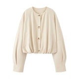 Women's Clothing 2025 Autumn Round-Neck Long-Sleeved PU Single-Button Jacket Jacket Women