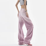 Zingj Purple Jeans Female 2023 New Design Sense Niche Summer High Waist Loose Show Thin Wide Leg