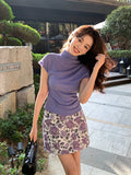 Xixi 2025 Spring And Summer New Korean Version Solid Color Half-Necked Net Yarn T-Shirt T-Shirt Women