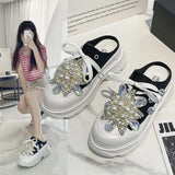 Baotou Half Slippers Female Wear New Summer Rhinestone Versatile Pine Shoes Platform Lazy