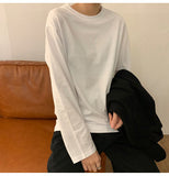 Zingj Bottom Shirt Female Autumn 2024 New Korean Version Of Women's Foreign Style With Solid Color Student Long Sleeve T-Shirt Female