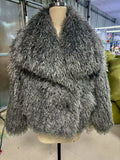 Big Collar Faux Fur Coat Short Fashion Fox Fur Coat Fluffy Plush Women's