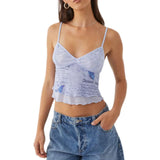 Sweet Fresh Sling Vest Women Summer Body Set Up Short Net Red Summer