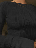 Textured Stripe Long Sleeve Tee-Outfit