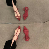 French Flat With Red Sandals Women's Shoes 2025 New Summer Fairy Dress Roman