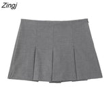 Women High Waist Wide Pleats Design Slim Shorts Skirts Female Side Zipper Culottes Hot Shorts Chic Pantalone Cortos