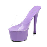 Zingj New Model Shoes Super High Heels 17CM Thin Heel Waterproof Platform Sandal Female Transparent Crystal Shoes Wedding