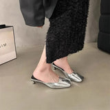 Temperament Bag Head Half Slippers Women's Spring And Summer 2025 New Square Head Silver Fashion Evening High And Women's