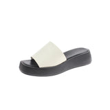 Zingj Bottom Slippers Female 2024 Summer New Korean Version Fashion Simple Square Head Flat Bottom Flip-Flip Slippers Female