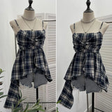 Shooting Irregular Skirt Lattice Sling Vest Women's Summer Design Sleeveless Top