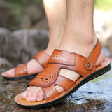 Zingj Summer Sandals Fashion Cowhide Beach Shoes Casual Fashion Plus Size Men's Shoes 46