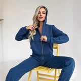 Autumn And Winter Plus Velvet Long-Sleeved Hooded Long-Sleeved Lady's Trousers